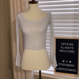 Ribbed Striped off the shoulder Crop Top